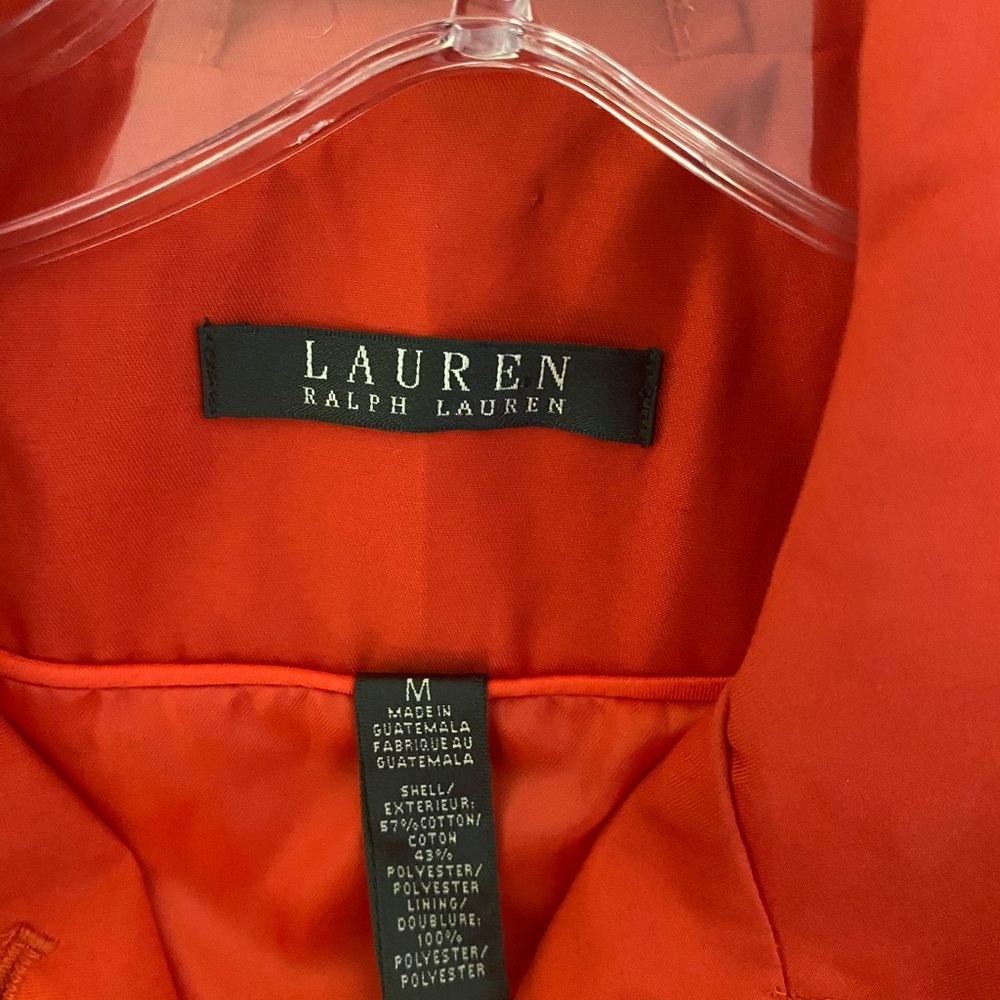🐴 Lauren Ralph Lauren Orange Belted Water Repellent Taffeta Trench Coat, Medium - Picture 2 of 5